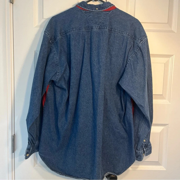 Vintage Tommy Hilfiger Mens Large Long Sleeve Denim Button Up Shirt Pockets - Picture 9 of 9